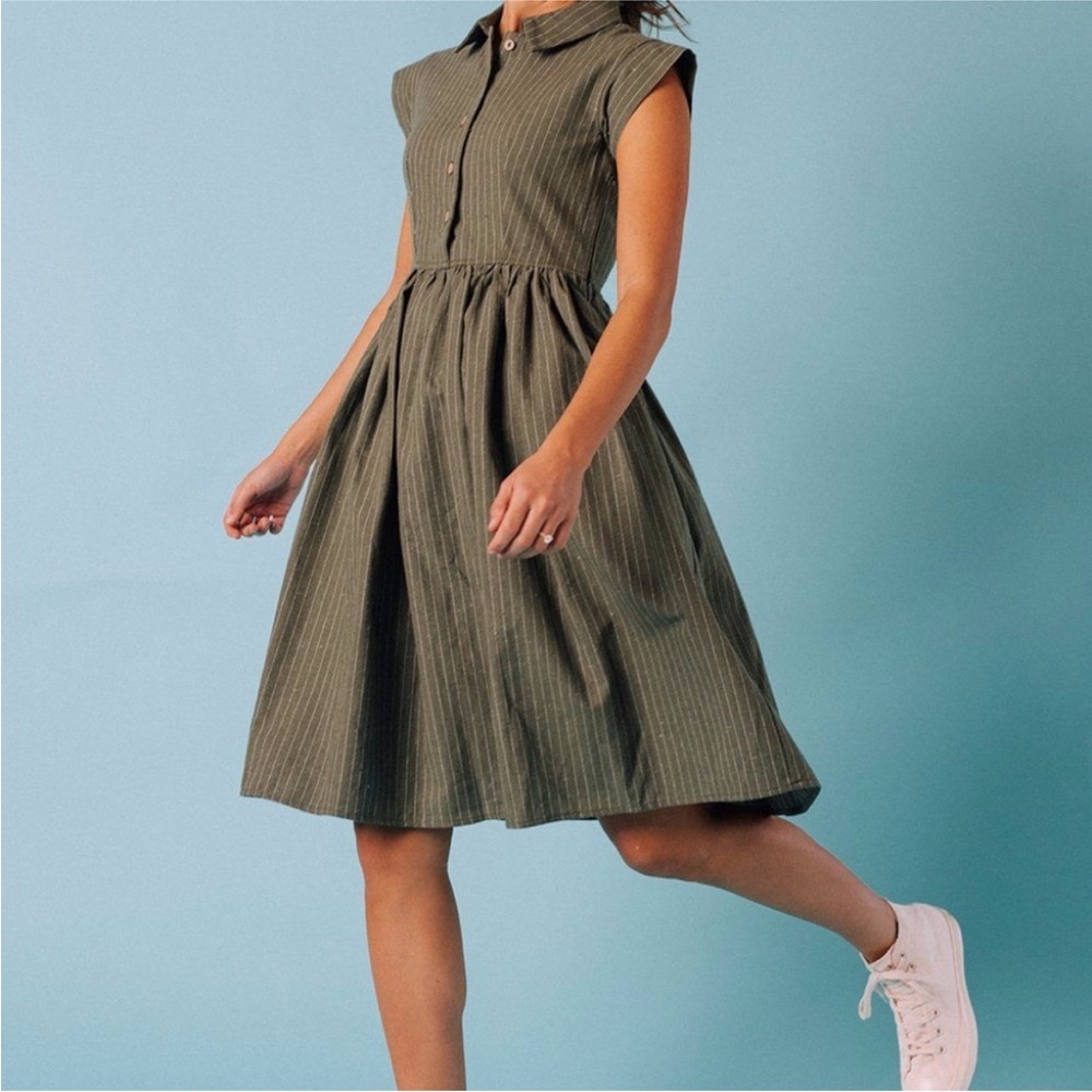 Mod Ref Clad & Cloth Venice Dress In Olive
